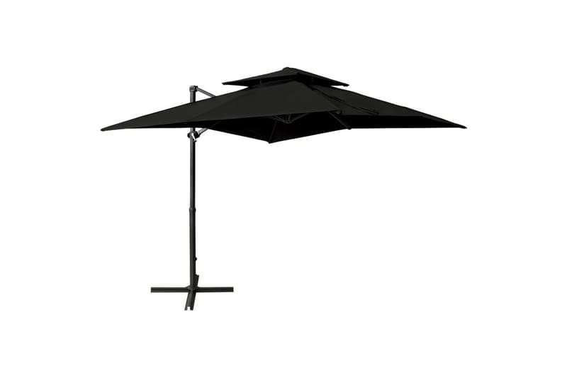 hængeparasol med dobbelt top 250x250 cm sort - Sort - Havemøbler - Solafskærmning - Parasoller - Hængeparasol