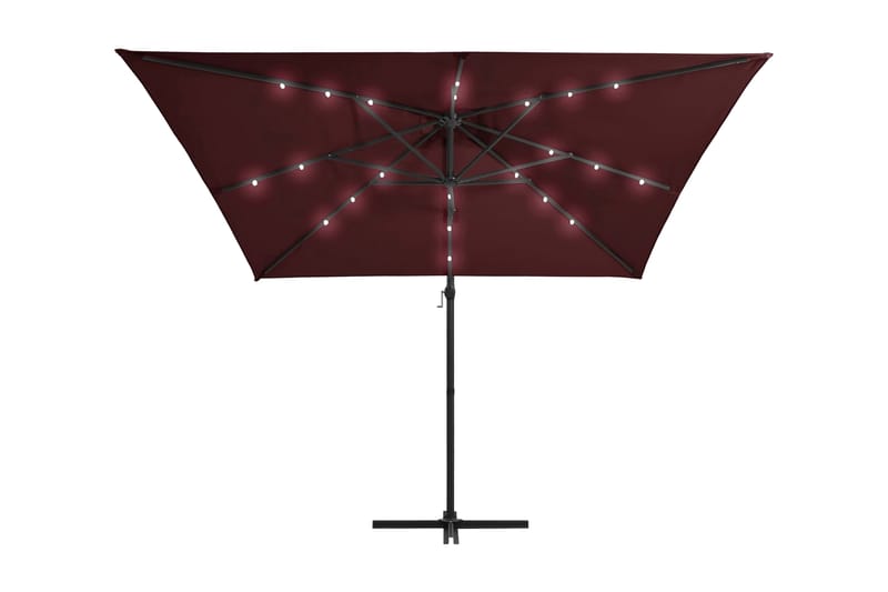 hængeparasol med LED-lys 250x250 cm bordeaux - Rød - Havemøbler - Solafskærmning - Parasoller - Hængeparasol