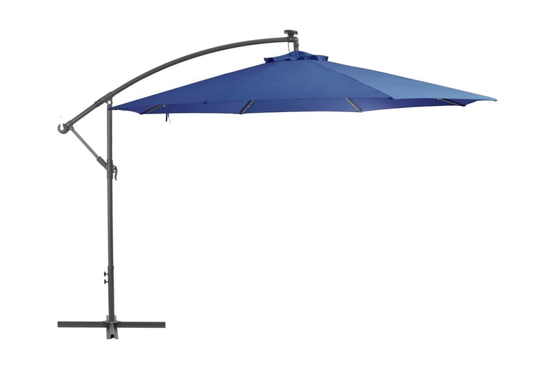 hængeparasol med LED-lys 350 cm azurblå - Blå - Havemøbler - Solafskærmning - Parasoller - Hængeparasol