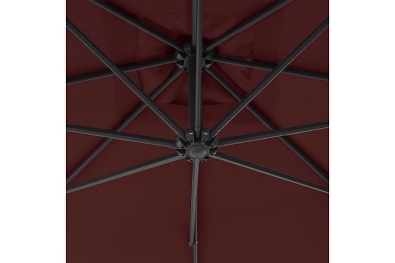 hængeparasol med stålstang 300 cm bordeauxfarvet - Rød - Havemøbler - Solafskærmning - Parasoller - Hængeparasol