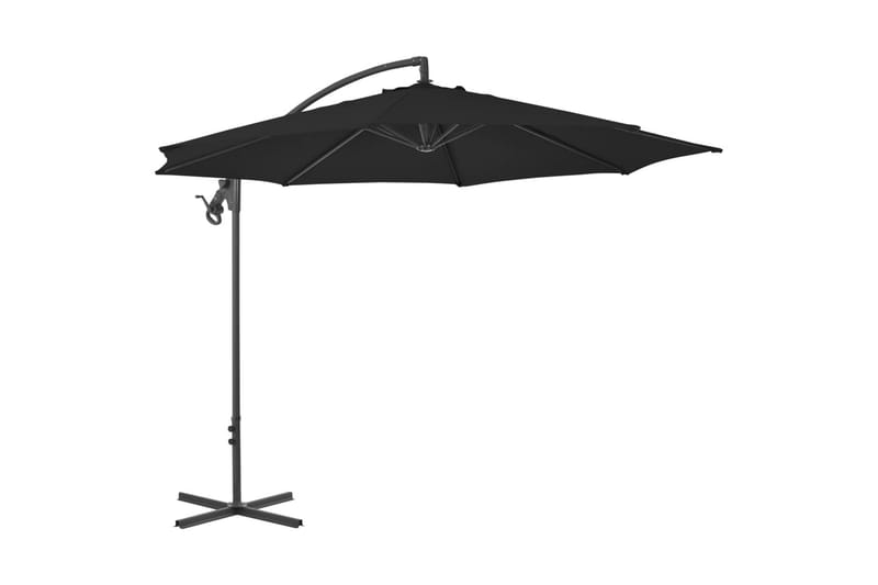 hængeparasol med stålstang 300 cm sort - Sort - Havemøbler - Solafskærmning - Parasoller - Hængeparasol