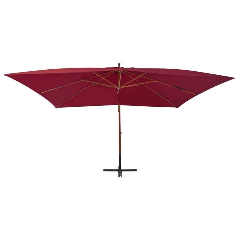 Hængeparasol Med Træstang 400 X 300 Cm Bordeauxrød - Rød - Havemøbler - Solafskærmning - Parasoller