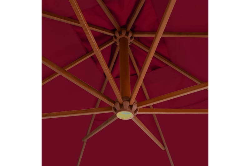 Hængeparasol Med Træstang 400 X 300 Cm Bordeauxrød - Rød - Havemøbler - Solafskærmning - Parasoller