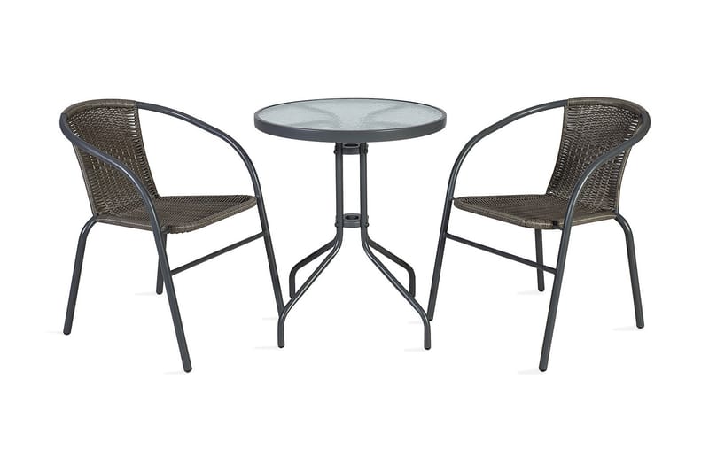 Balkon sæt BISTRO bord og 2 stole D60xH70 grå - Havemøbler - Udendørsgruppe - Cafesæt