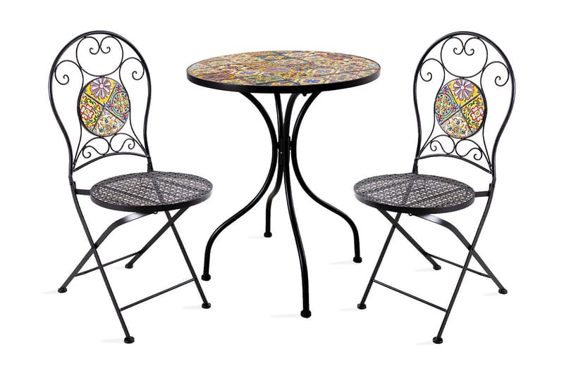 Balkon sæt MOROCCO bord og 2 stole mosaik - Havemøbler - Udendørsgruppe - Cafesæt