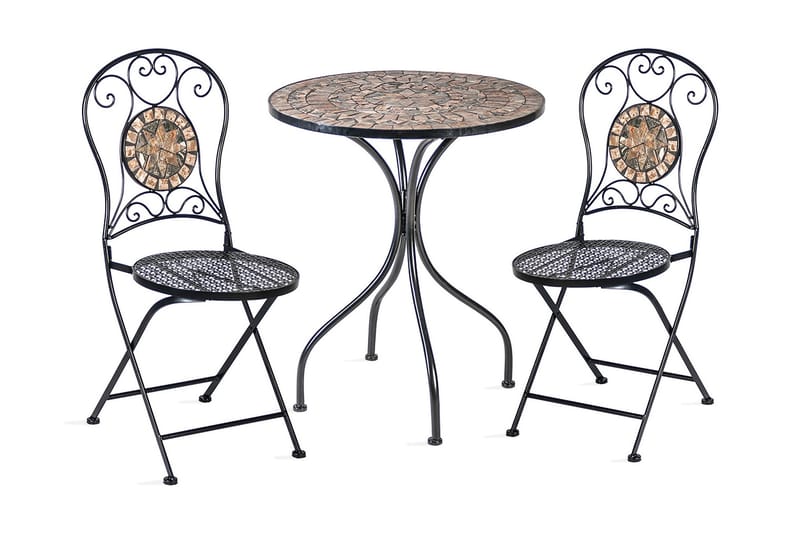 Balkonsæt MOSAIC bord og 2 stole D60xH70cm - Havemøbler - Udendørsgruppe - Cafesæt