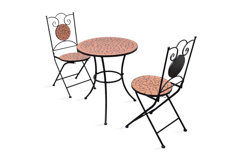 Bistrosæt 3 Dele Keramikfliser Terracotta - Brun - Havemøbler - Udendørsgruppe - Cafesæt
