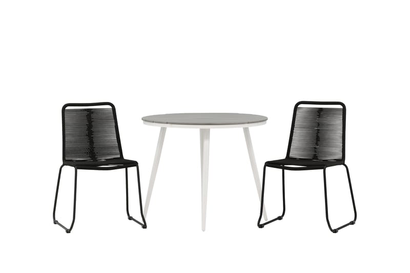 Break Spisegruppe Rund 90 cm + 2 Lindos Stabelbar stol - Venture Home - Havemøbler - Udendørsgruppe - Cafesæt