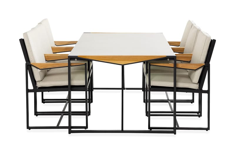 Östermalm Spisebordssæt 200x100 + 6 Stole - Sort - Havemøbler - Udendørsgruppe - Havesæt