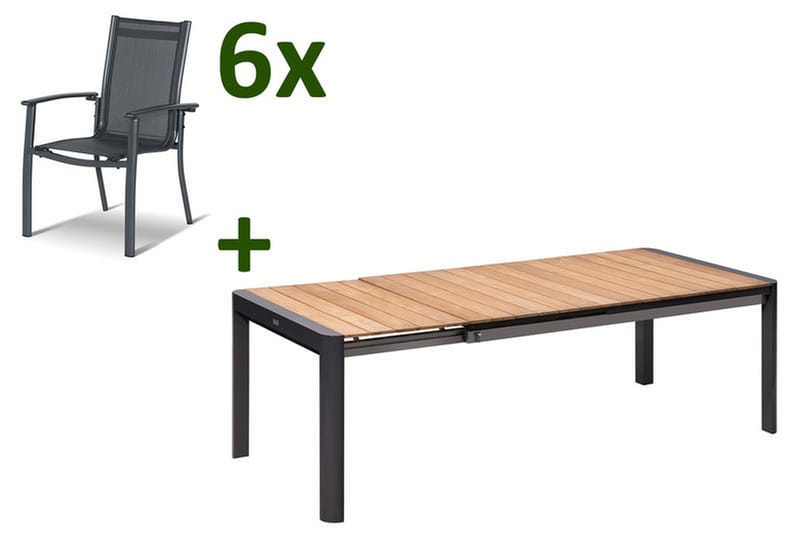 Alice Spisebordssæt 6 Stole - Sort - Havemøbler - Udendørsgruppe - Havesæt