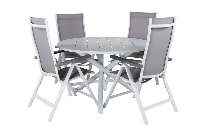 Almedalen Spisebordssæt Rund 120 cm+4 Anadona Light Position - Hvid - Havemøbler - Udendørsgruppe - Havesæt