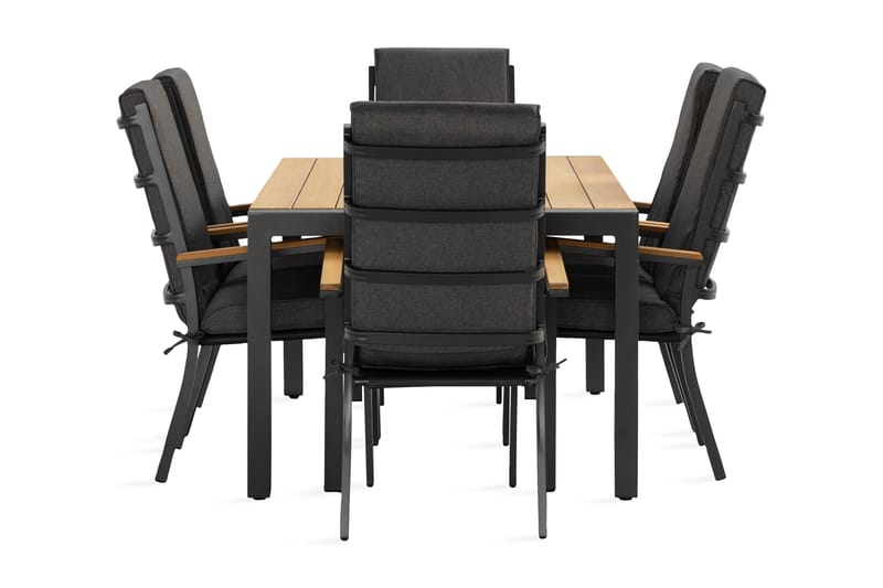 Argonia Spisebordssæt 160 cm + 6 Stole - Sort - Havemøbler - Udendørsgruppe - Havesæt
