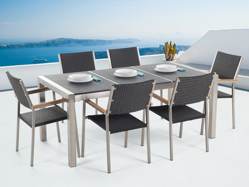 Bacoli Spisebordssæt 180 cm + 6 Stole - Grå - Havemøbler - Udendørsgruppe - Havesæt
