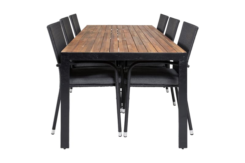 Bounce Spisebordssæt inkl 6 Ariamab Armstole - Natur/Sort - Havemøbler - Udendørsgruppe - Havesæt