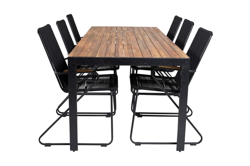 Bounce Spisebordssæt inkl 6 Bounce Spisebordsstole - Natur/Sort - Havemøbler - Udendørsgruppe - Havesæt