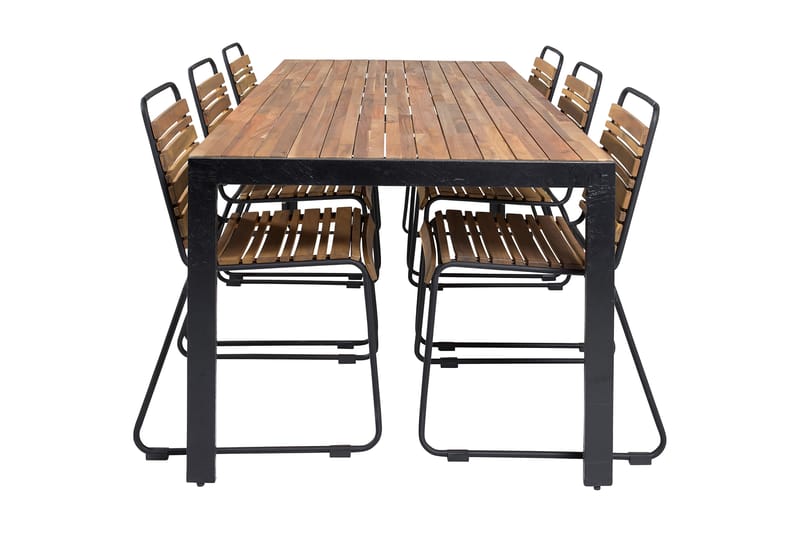 Bounce Spisebordssæt inkl 6 Bounce Spisebordsstole - Natur/Sort - Havemøbler - Udendørsgruppe - Havesæt