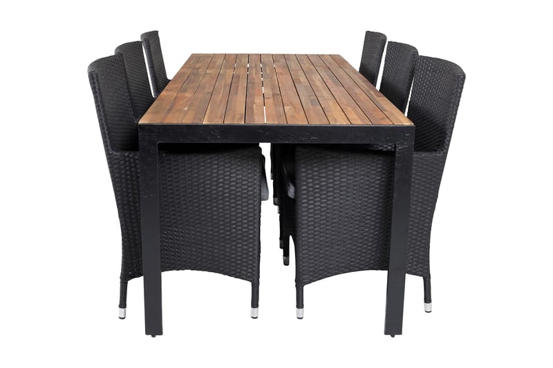 Bounce Spisebordssæt inkl 6 Kalkfeld Armstole - Natur/Sort - Havemøbler - Udendørsgruppe - Havesæt