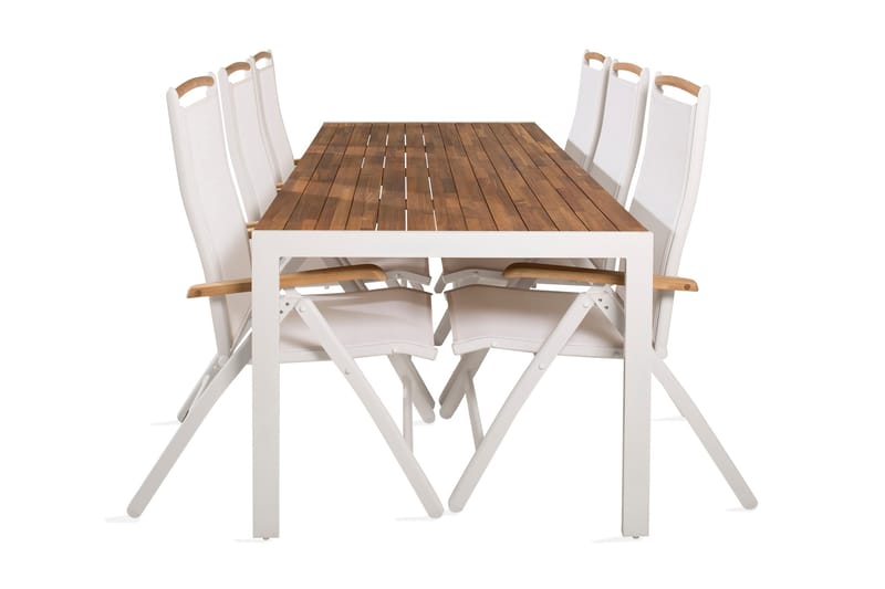 Bounce Spisebordssæt inkl 6 Katima Positionsstole - Natur/Hvid - Havemøbler - Udendørsgruppe - Havesæt