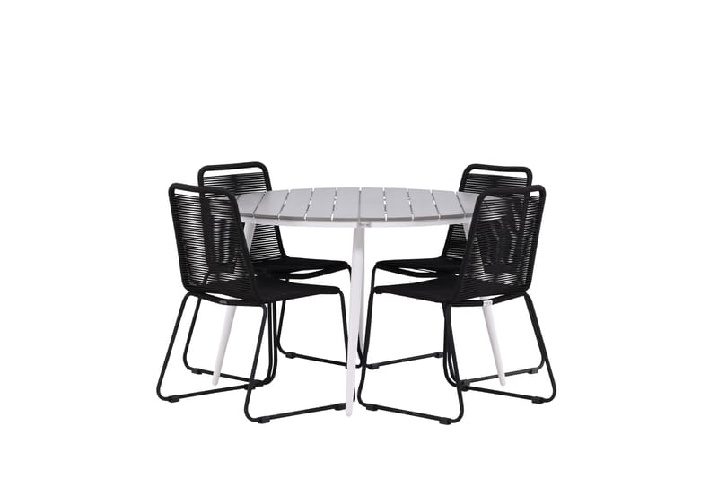 Break Spisegruppe Rund 120 cm + 4 Lindos Stabelbar stol - Venture Home - Havemøbler - Udendørsgruppe - Havesæt