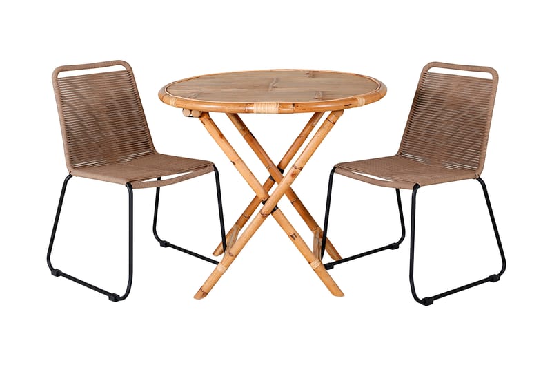 Chan Cafésæt Rund 80 cm + 2 Linero Stabelstole - Venture Home - Havemøbler - Udendørsgruppe - Havesæt