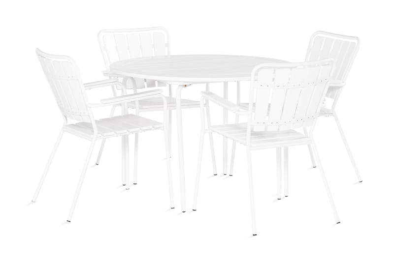 Chelan Spisebordssæt 110 cm + 4 Vidou Spisebordsstole - Hvid - Havemøbler - Udendørsgruppe - Havesæt