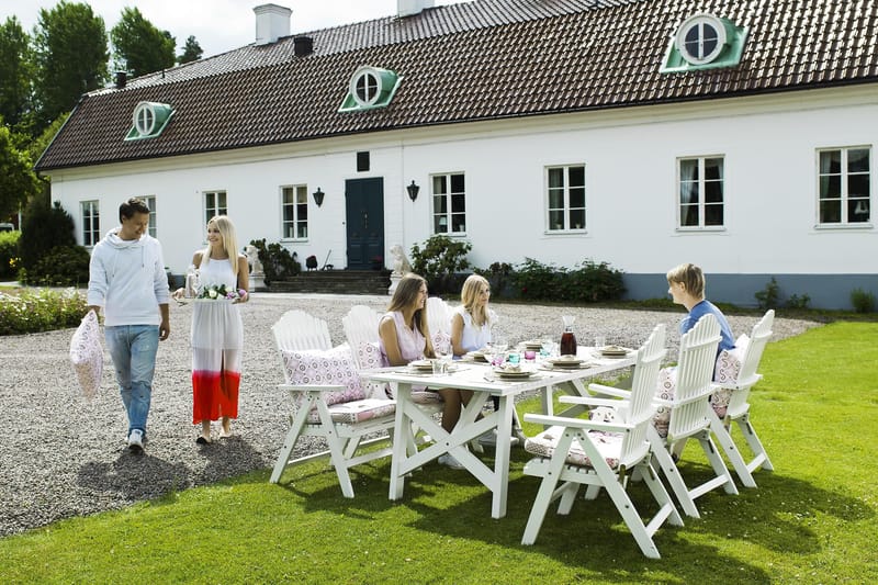 Hillerstorp Bullerö Spisebordsæt 90x200 + 6 Positionsstole - Hvid - Havemøbler - Udendørsgruppe - Havesæt