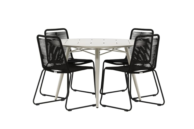Lina Spisegruppe Rund 120 cm + 4 Lindos Stabelbar stol - Venture Home - Havemøbler - Udendørsgruppe - Havesæt