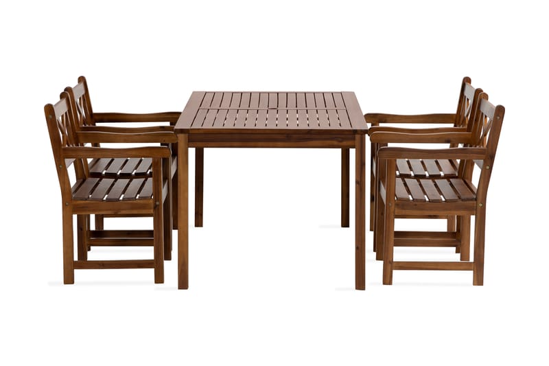 Oaxen Spisebordssæt 180 cm + 4  stk Spisebordsstole - Brun - Havemøbler - Udendørsgruppe - Havesæt
