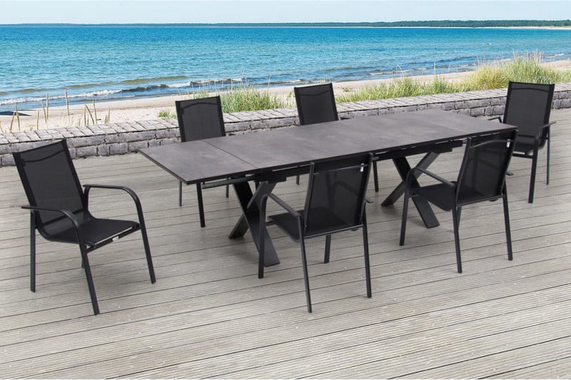 OUTFLEXX Spisebordssæt 6 Stole Udvideligt - Grå - Havemøbler - Udendørsgruppe - Havesæt