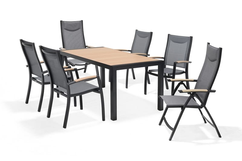 Panama Spisebordssæt 156 cm + 4 Positionsstole - Sort/Gul - Havemøbler - Havebord - Spisebord