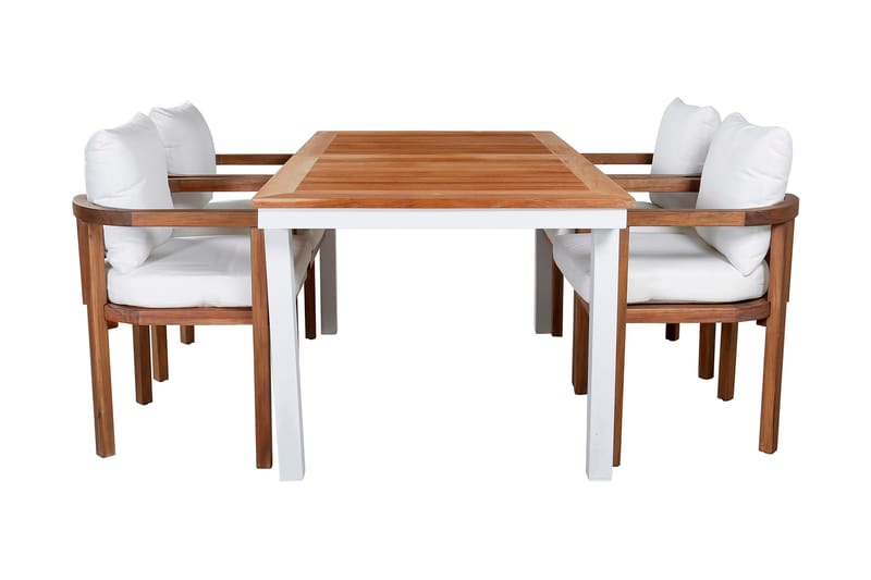 Panama Udvideligt Spisebordssæt 152 cm + 4 Ericton Stole - Teak/Hvid/Akacie - Havemøbler - Havebord - Spisebord