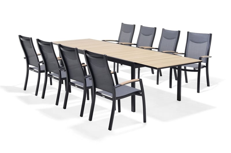 Panama Udvideligt Spisebordssæt 211 cm + 8 Stole - Sort/Gul - Havemøbler - Havebord - Spisebord