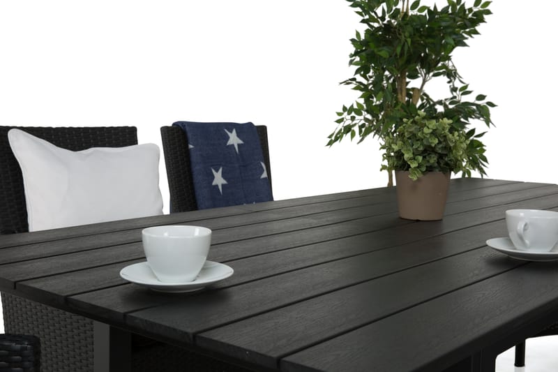 Portland Spisebordssæt 152-210x90 + 6 Thor Lyx Lænestol - Sort - Havemøbler - Udendørsgruppe - Havesæt