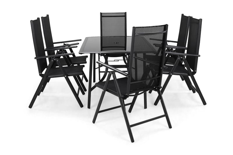 Primavera Spisebordssæt 150x90 + 6 Stole - Sort - Havemøbler - Udendørsgruppe - Havesæt