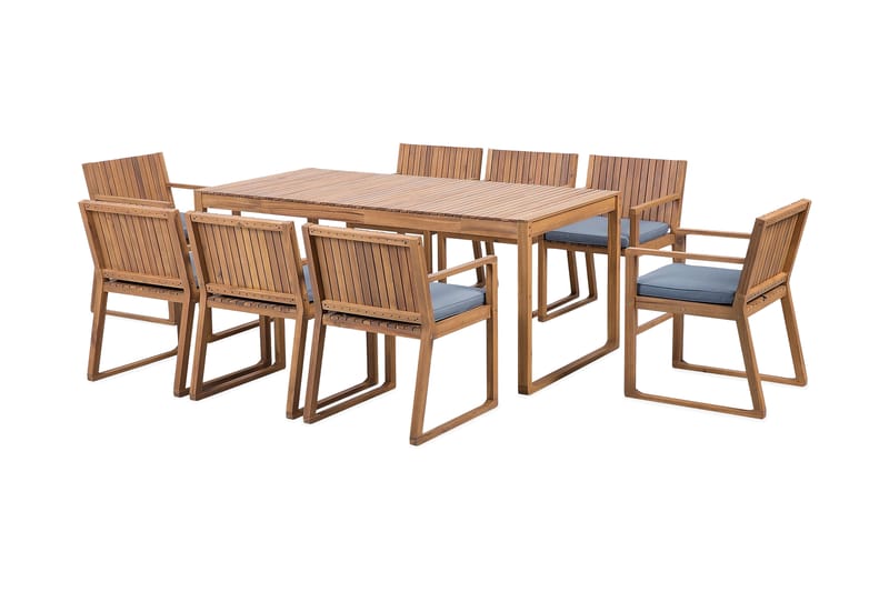 Sassari Spisebordssæt inkl 8 Stole m Hynde - Brun - Havemøbler - Udendørsgruppe - Havesæt