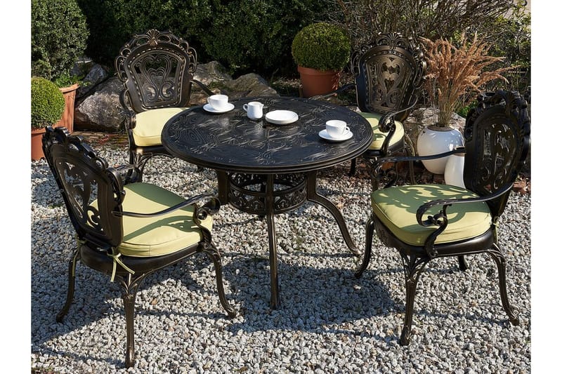 Scario Spisebordssæt 100 cm + 4 Stole - Brun - Havemøbler - Udendørsgruppe - Havesæt