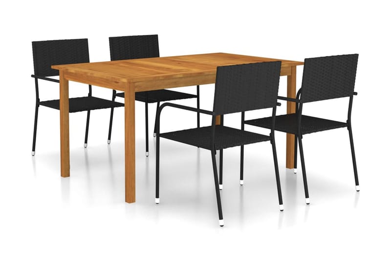 Spisebordssæt Til Haven 5 Dele Sort - Sort - Havemøbler - Udendørsgruppe - Havesæt