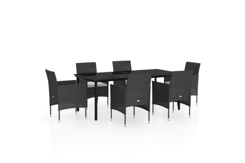 spisebordssæt til haven 7 dele med hynder sort - Sort - Havemøbler - Udendørsgruppe - Havesæt