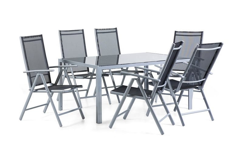 Tuiriz Spisebordssæt + 6 Rattanstole - Sort - Havemøbler - Udendørsgruppe - Havesæt