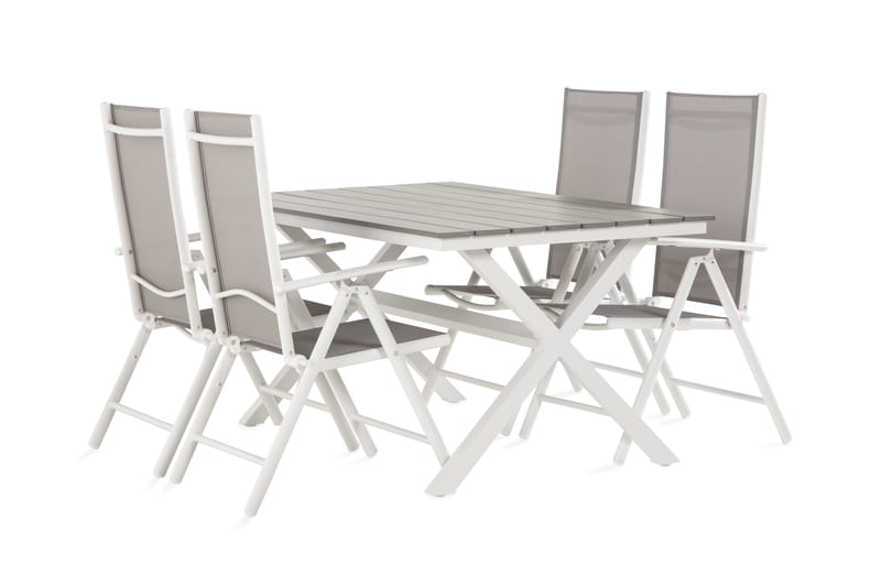 Tunis Spisebordssæt 150 cm + 6 Maggie Position stole - Sort / Hvid / Grå - Havemøbler - Udendørsgruppe - Havesæt