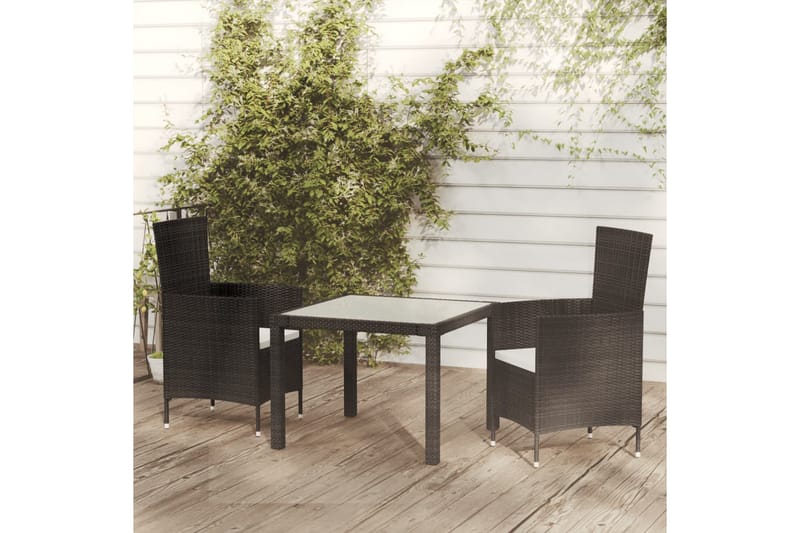 udendørs spisebordssæt 3 dele med hynder polyrattan sort - Sort - Havemøbler - Udendørsgruppe - Havesæt