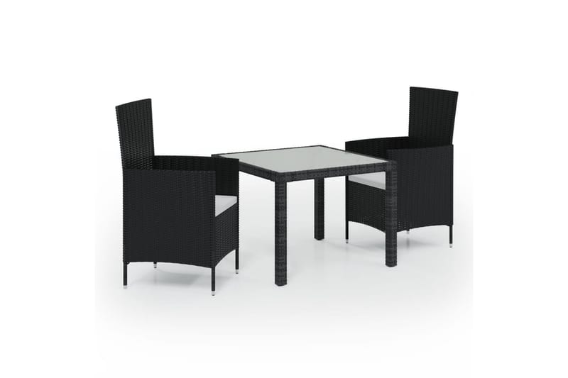 udendørs spisebordssæt 3 dele med hynder polyrattan sort - Sort - Havemøbler - Udendørsgruppe - Havesæt