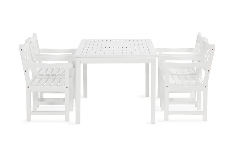 Viksten Spisebordssæt 180 cm + 4  stk Spisebordsstole - Hvid - Havemøbler - Udendørsgruppe - Havesæt
