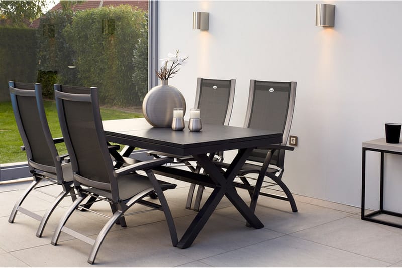 Xanadu / Primo Spisebordssæt 4 Stole Udvideligt - Sort - Havemøbler - Udendørsgruppe - Havesæt