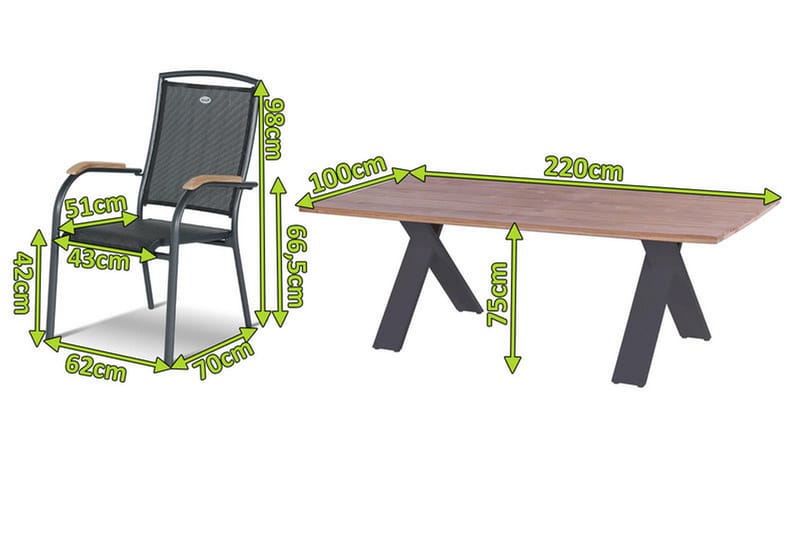 Xanadu / Raffaelo Spisebordssæt 8 Stole - Grå/Natur - Havemøbler - Udendørsgruppe - Havesæt