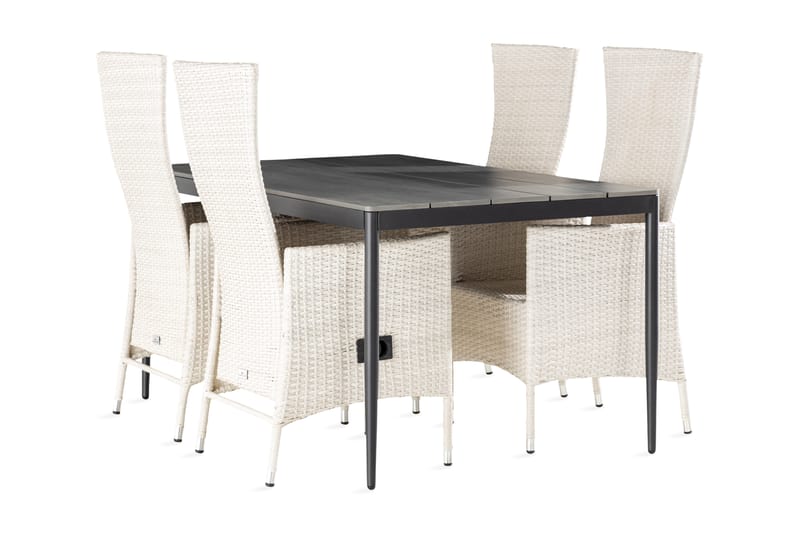 Zaide Spisebordsæt 150 cm + 4 stk Jenny lænestol Justerbar - Havemøbler - Udendørsgruppe - Havesæt