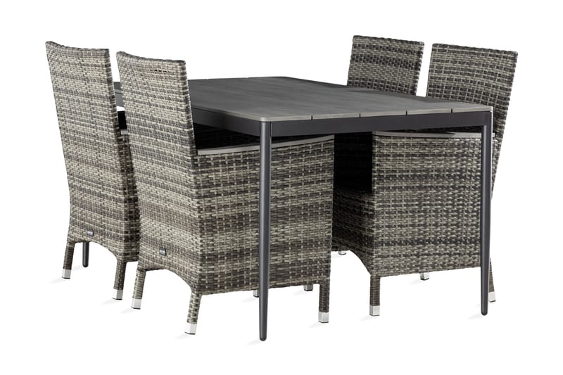 Zaide Spisebordsæt 150 cm + 4 stk Thor Lyx lænestol med arml - Havemøbler - Udendørsgruppe - Havesæt