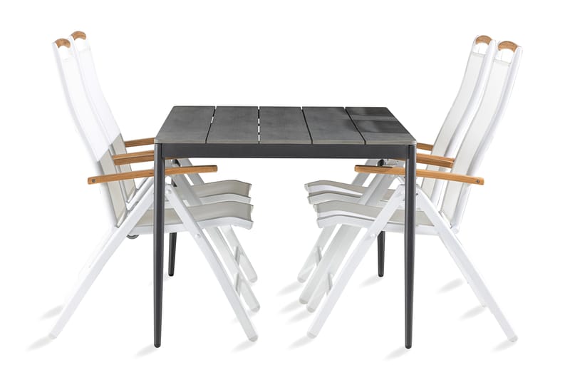 Zaide Spisebordssæt 150 cm + 4 Monaco Positionsstole - Havemøbler - Udendørsgruppe - Havesæt