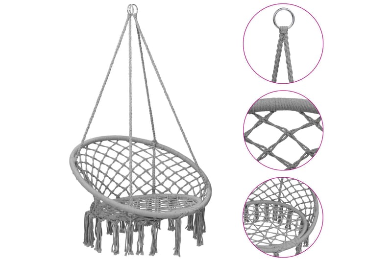 hængekøjestol 80 cm grå - Grå - Havemøbler - Hængekøjer & Hængestole - Hængekøjer