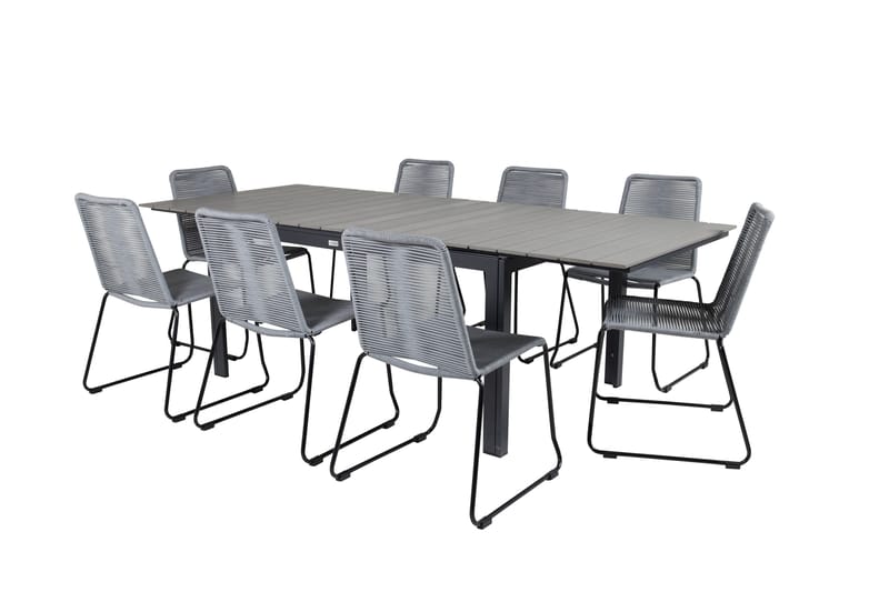 Mesa Spisebordssæt inkl 8 Hochanas Spisebordsstole - Sort/Grå - Havemøbler - Havesæt - Komplette havesæt